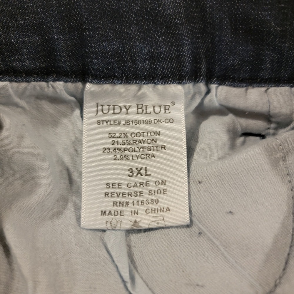 Judy Blue Jean Shorts Womens 3XL High‎ Rise Pull On Fringed Stretch Denim Shorts - Picture 7 of 8